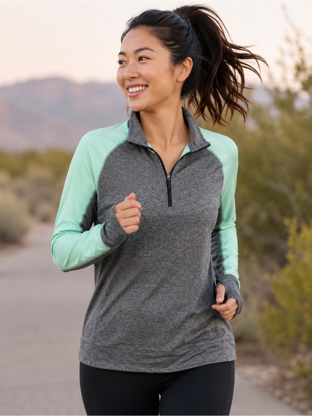 Tek Gear DryTek Mint Gray 1/4 Zip Athletic Pullover XL Activewear Top